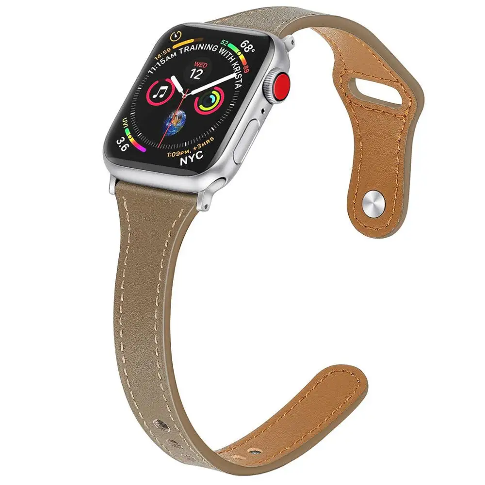 Сменный ремешок из натуральной кожи для Apple Watch Series 5 4 3 2 1 42/44 мм - Цвет ремешка: Light Brown