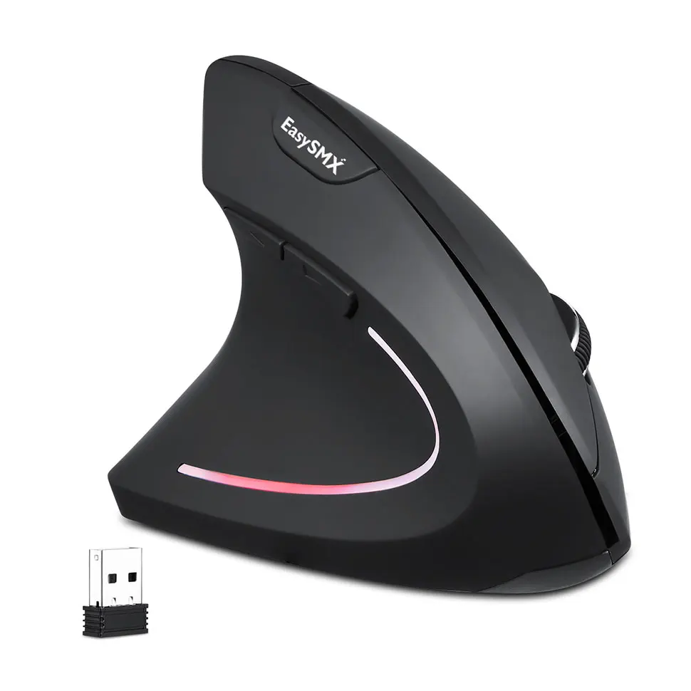 EasySMX Беспроводной Мышь G814 вертикальный Мышь Эргономичный Оптическая 800 1200 1600 2400 Точек на дюйм 6 пуговиц Mause для Windows, MAC OS - Цвет: left hand black