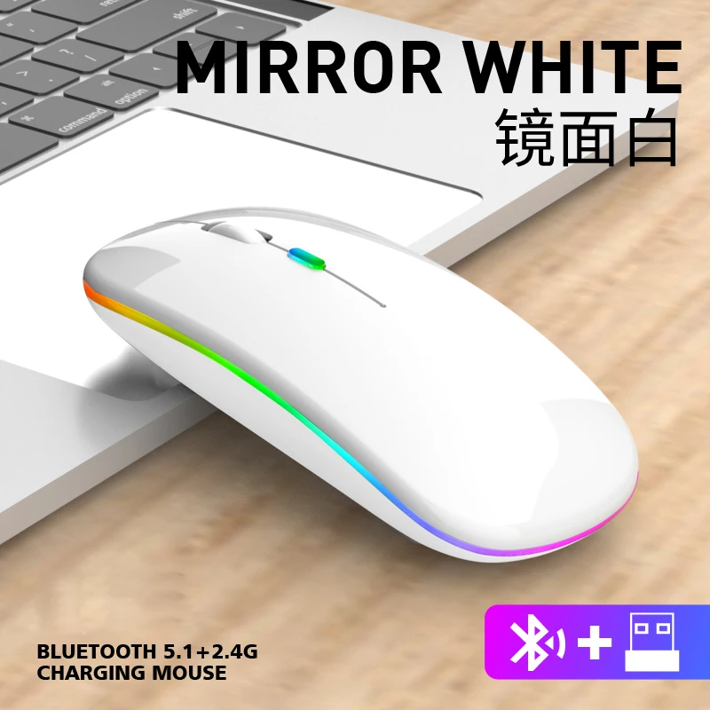 Mouse Wirelesss Bluetooth 2 In 1 Wireless Dual Mode Optical Mouse 2.4G Mouse Ergonomic Portable Rechargeable Mice For laptop