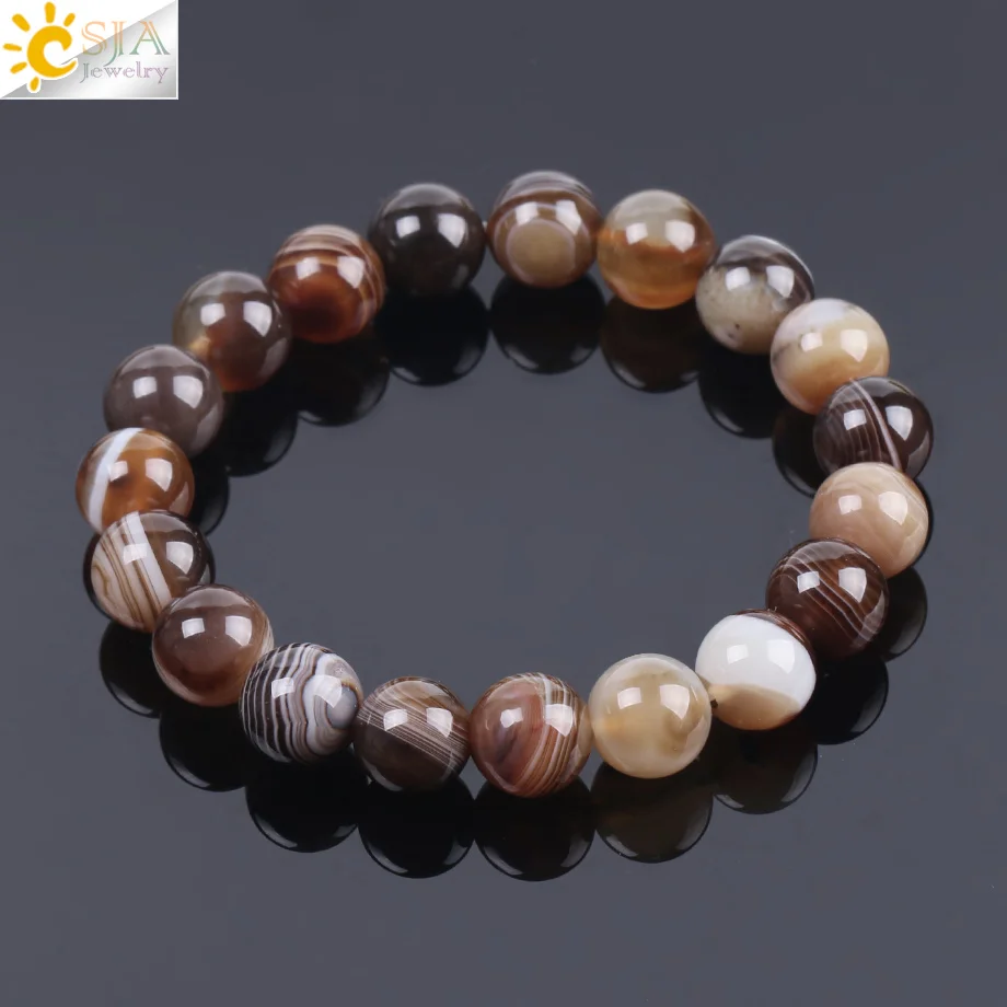 CSJA Natürliche Runde Edelstein Stein Achate Onyx Männer Armbänder Armreif 10mm Braun Streifen Ethnischen Rosenkranz Energie Perlen Gebet Armband f113|onyx mens bracelet|men braceletmens bracelet bangle - AliExpress