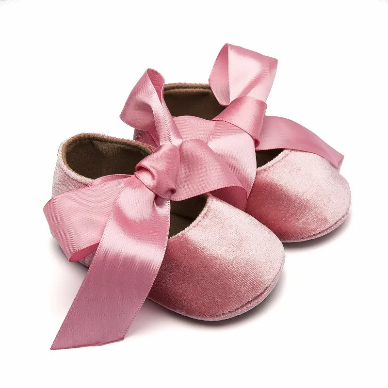 

Multi-color Baby Girl Autumn Anti-Slip First Walkers Casual Solid Color Bow Decoration Soft Sole Princess Shoes