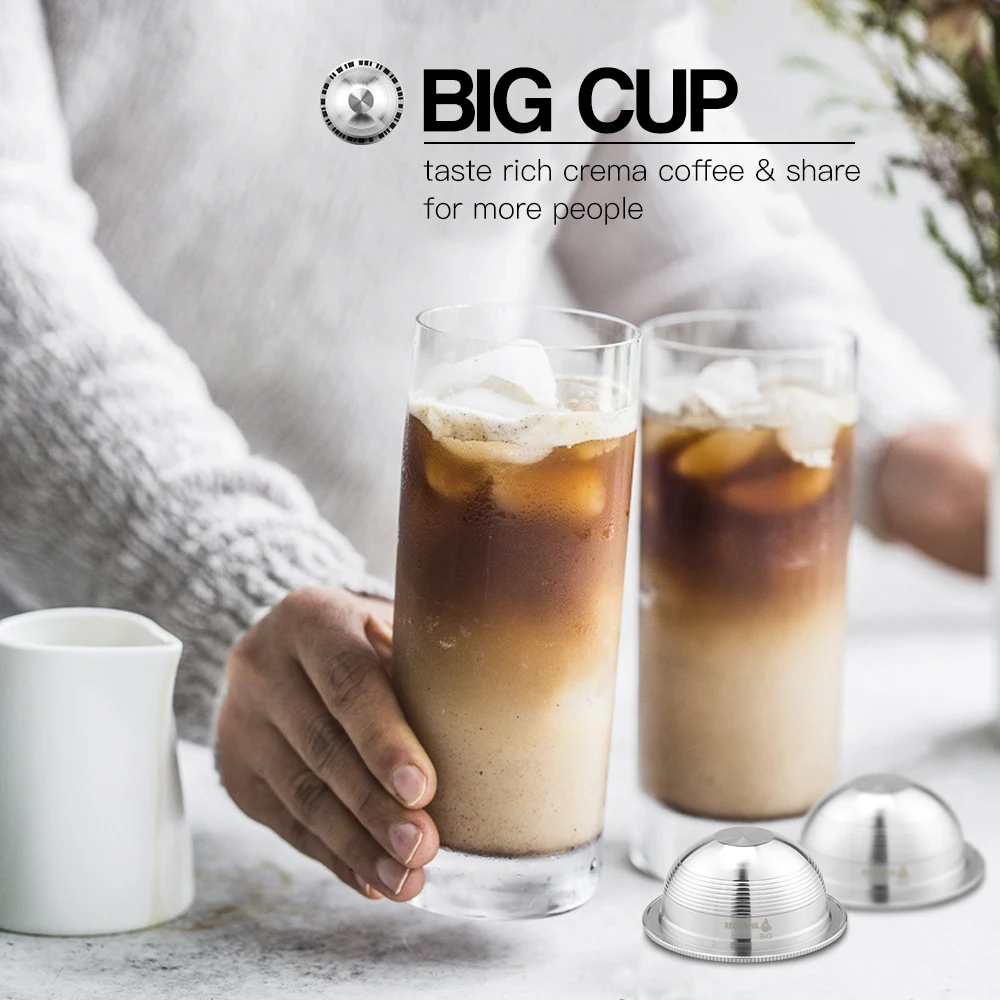 Многоразовые капсулы из нержавеющей стали совместимые с Nespresso Vertuoline Vertuo