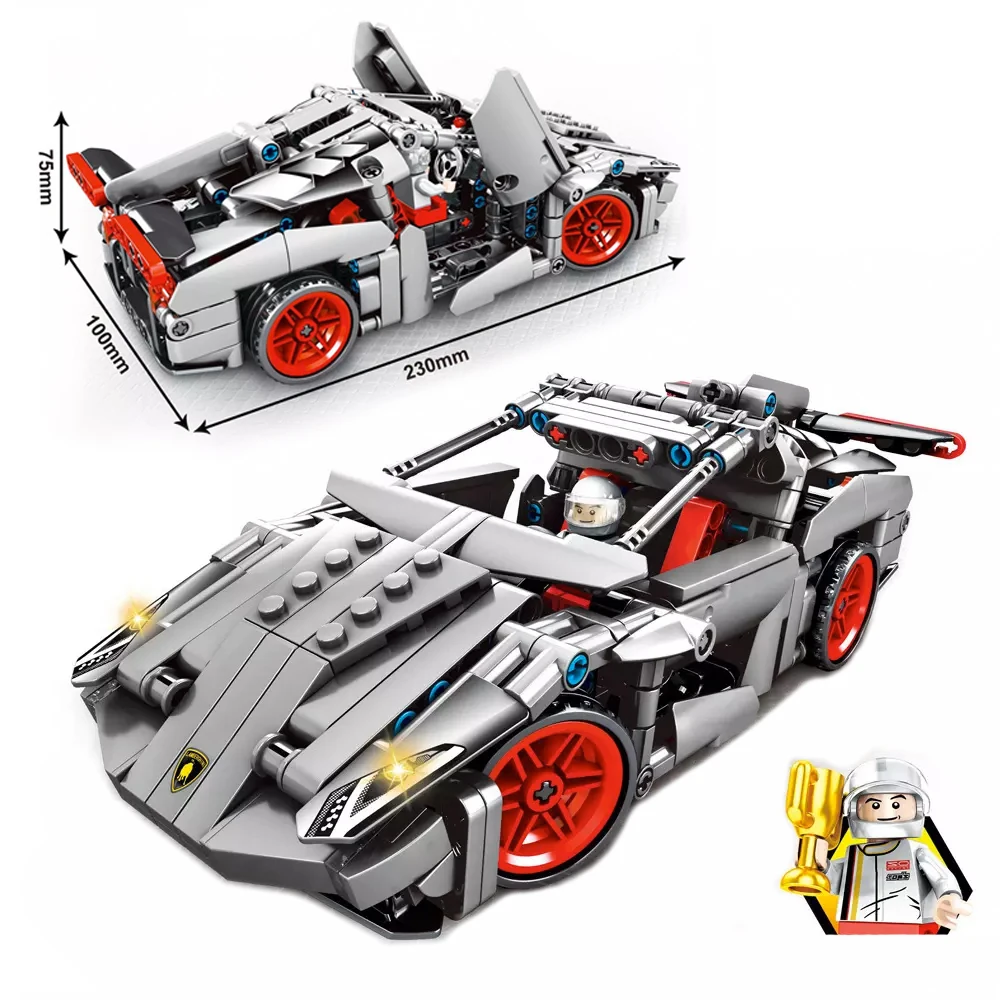 

Fit Technic Speed Champions Pull Back Power Bugatti Chiron Racing Car Sets DIY Building Blocks Toys For Children Gift