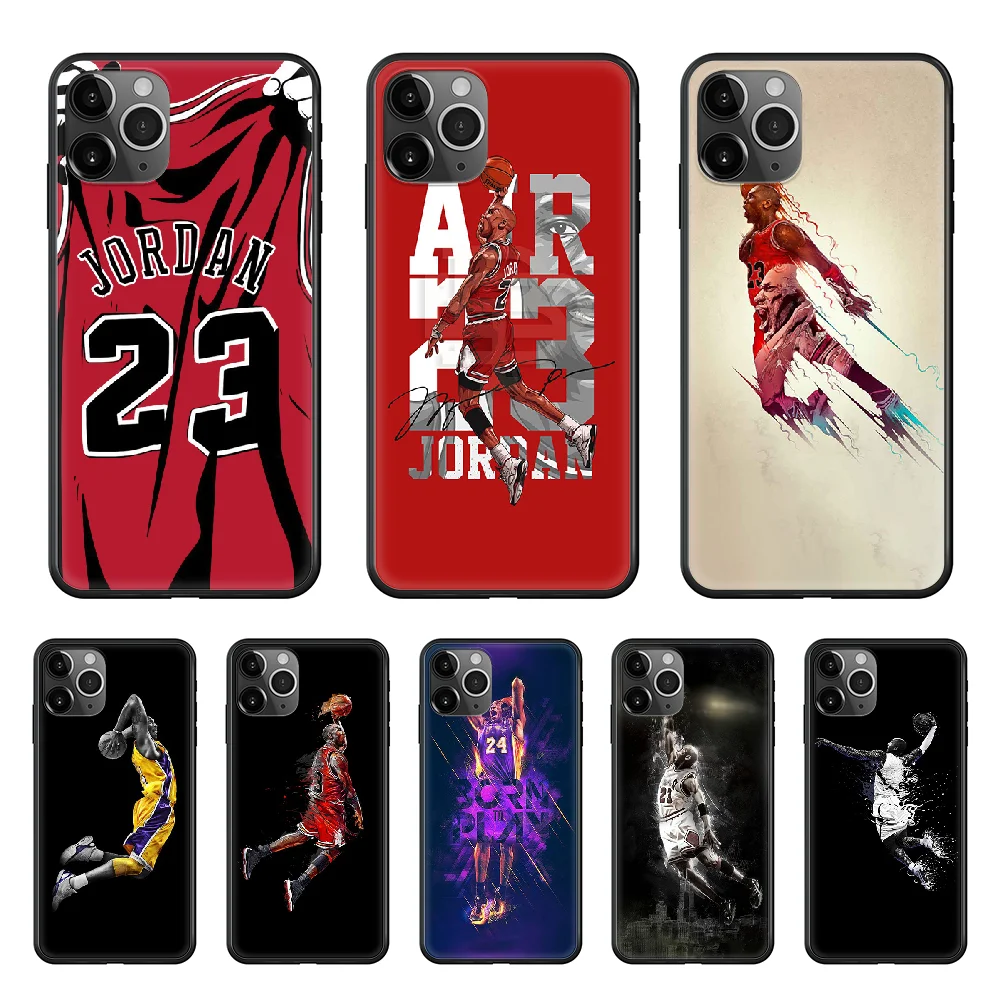 

Basketball Jordan James Kobe Phone Case cover For iphone 4 4S 5 5C 5S 6 6S PLUS 7 8 X XR XS 11 PRO SE 2020 MAX black back soft