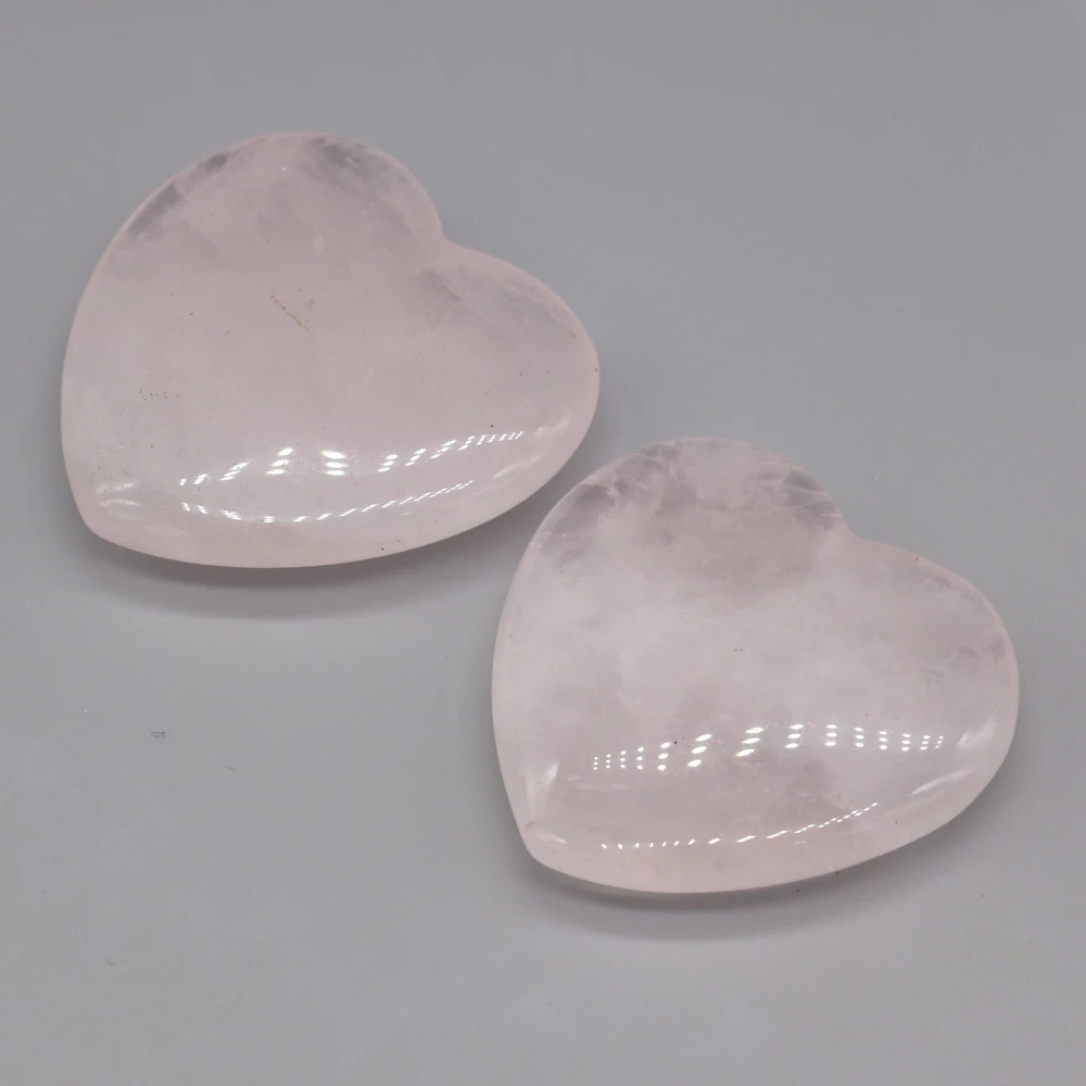 1PC Rose Quartz Natural Loose Beads Ornaments Love Heart Shape Polished Stone Reiki Healing Crystal DIY Gift Decoration Minerals 4