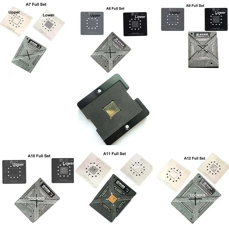 

BGA reballing kit set For iPhone A8 A9 A10 A11 A12 CPU Ram Upper Lower Welding Template Stencils Motherboard Repair Tools