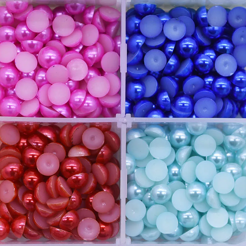 1000Pcs Pearl Stickers Trim Rhinestones for Nails Phone DIY Flatback Manicure Pearl Beaded Appliques Clothes Stickers