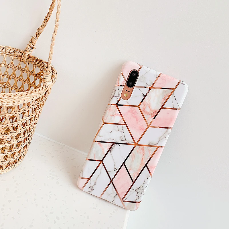 

Plating irregular Marble Phone Cases For Huawei P20 P30 Pro Lite Mate 20 Pro Lite Anti-Shock stone Soft IMD Back conque Cover