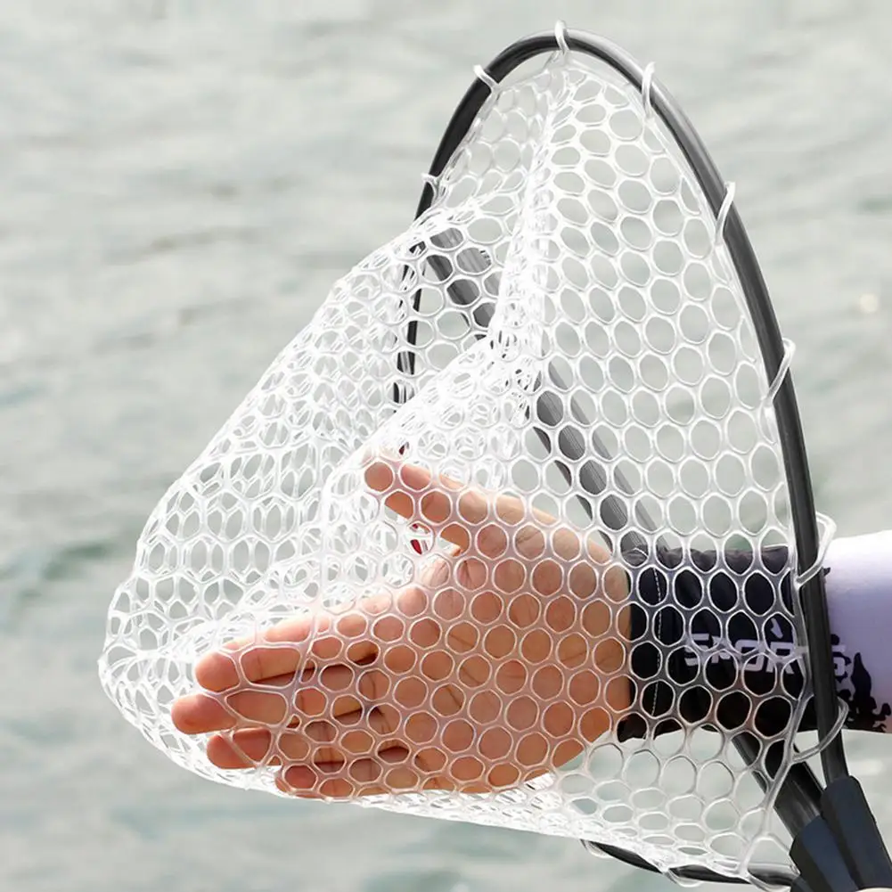 Fishing Net Aluminum Folding Dip Fish Landing Net Non-slip Silicone Single  SectionTelescopic Pole Net With PVC Mesh Pocket