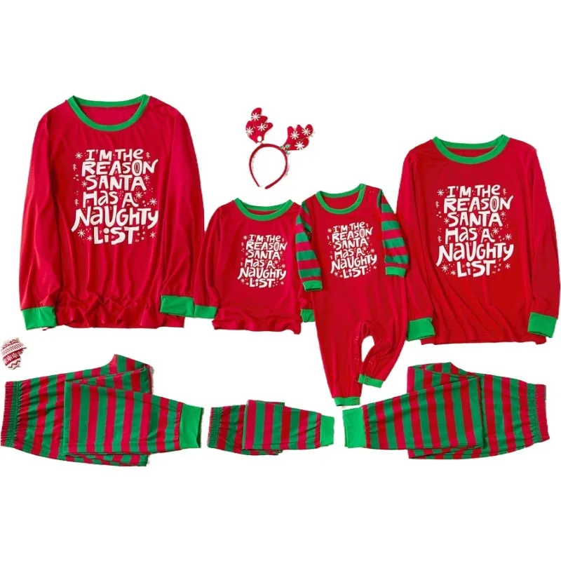 

Family Matching Outfits Clothing Christmas Pajamas Set Xmas Adult Kids Cute Party Nightwear Pyjamas Letter Print Sleepwear Suit