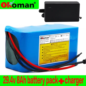 

100% High capacity 24V 8Ah 18650 Battery li-ion battery pack 29.4v 8000mah Electric bicycle moped /Li-ion battery +charger