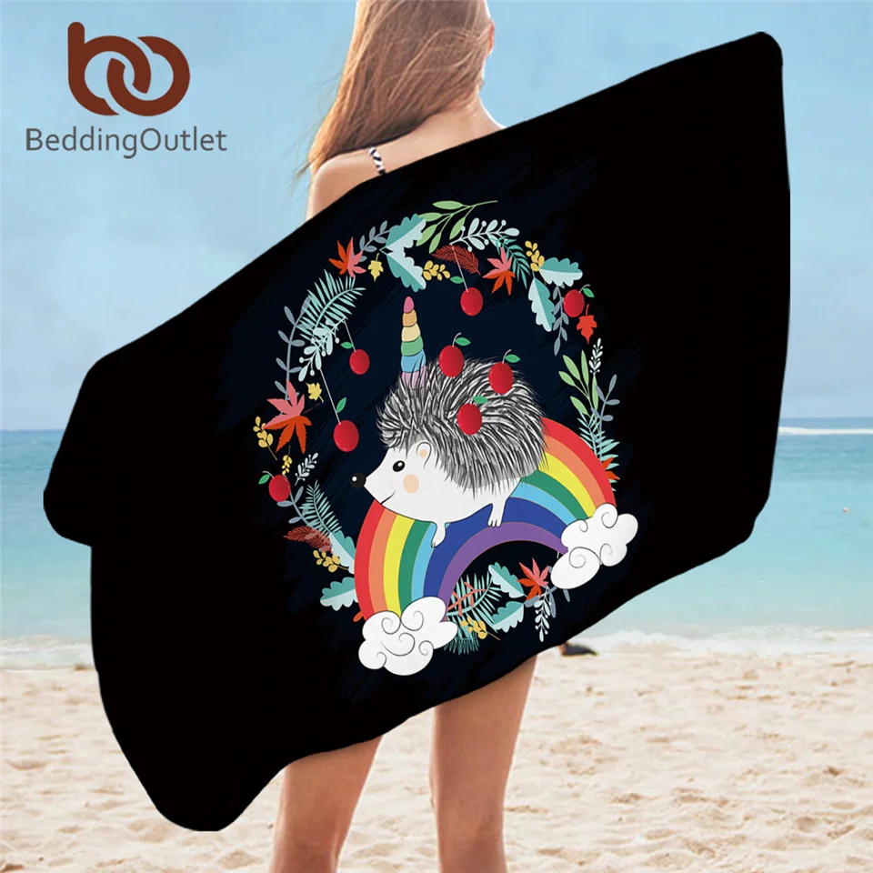 BeddingOutlet банное полотенце Ежик для ванной комнаты Радужное пляжное полотенце из микрофибры для взрослых цветочный мультяшный Единорог животное одеяло