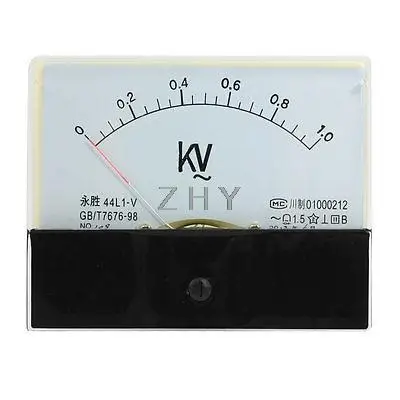 

44L1-V AC 0-1KV Rectangle Analog Panel Volt Meter Gauge Black White