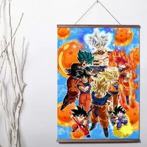 

Dragon Ball Z Super Goku from Kid to Ultra Art Print canvas Poster Canvas Scroll Painting with wood