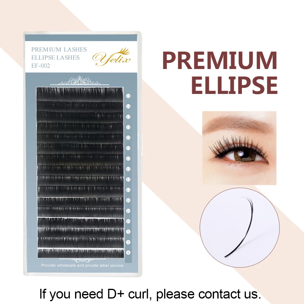 

Individual False Flat Lashes Mink Ellipse eyelashes Eyelash Extension Natural Extensions highly Soft Split-tip for Professionals