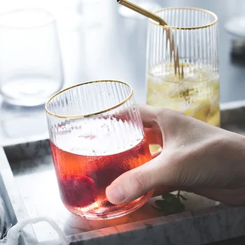 

Japanese Style Glass Cup Gold Edge Coffee Mug Milk Glass Heat-resistant Tea Juice Cup Whiskey Glass Cups Home Drinkware Gift