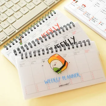 

Kawaii Transparent PP Coil Week Plan Notepad Memo Book 80 Sheet Weekly Daily Planner Sushi Notebook Stationery School Supplies