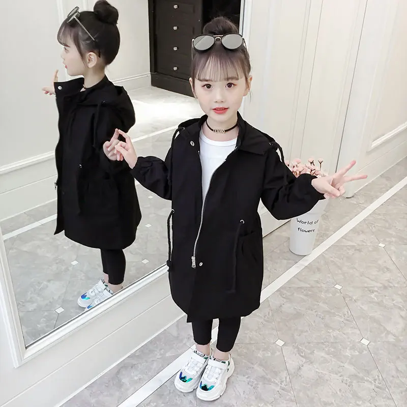 

Girls' Wind Coat Kids' Overcoat Mid-length Spring And Autumn 2019 New Style Big Boy Spring Clothing GIRL'S Korean-style Western