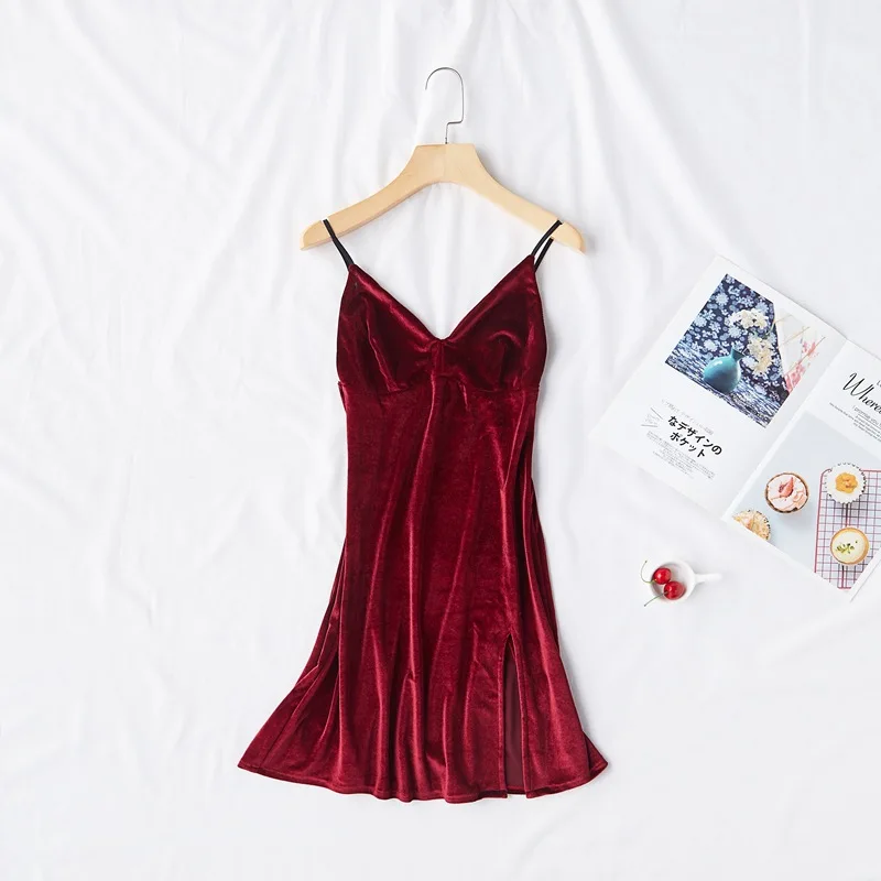 wine red Camisole Сексуальная Вышивка буквами для женщин невесты свадебное сувенирное платье кимоно платье осень новое велюровое ночное белье - Цвет: wine red Camisole