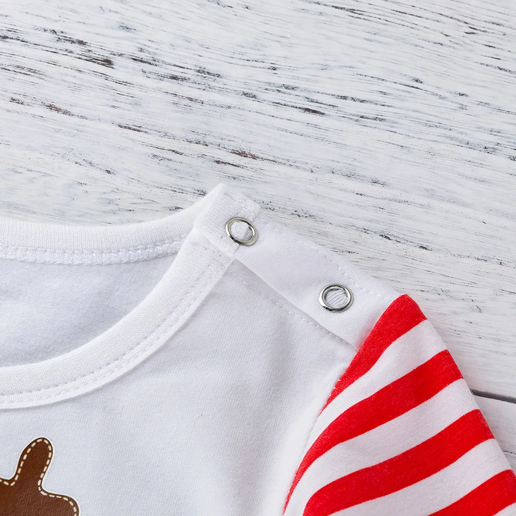 Winter Newborn Infant Baby Boys Girls Christmas Cartoon Striped Long Sleeved Romper Jumpsuit Outfits Clothes roupas de bebes#p4