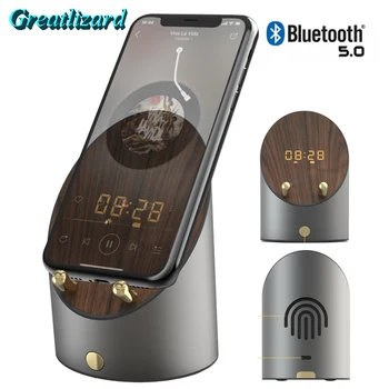 

2 In 1 Induction Speaker & Bluetooth Speakers Portable Wireless Stereo Loudspeaker Amplifies Phone Holder Stand Desktop Clock