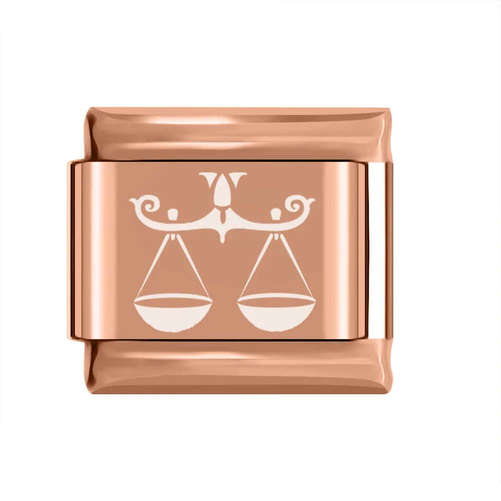 Libra Hapiship,,, Маргаритка, роза, 12 созвездий, очаровательные звенья, подходит для 9 мм, браслет, серебро, нержавеющая сталь, ювелирное изделие, сделай сам, DJ205 - Окраска металла: Libra