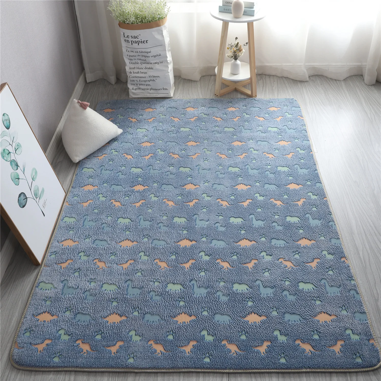 Luminous Area Rug Soft Decorative Play Mat for Kids Room Non-Slip Living Room Carpets Home Decor Carpet with Anti-Slip Bottom