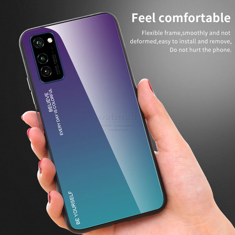Блестящая задняя крышка для huawei Honor V30, чехол из закаленного стекла с градиентом, мягкая форма из ТПУ для Honor V30 Pro 5G, чехол для мобильного телефона s