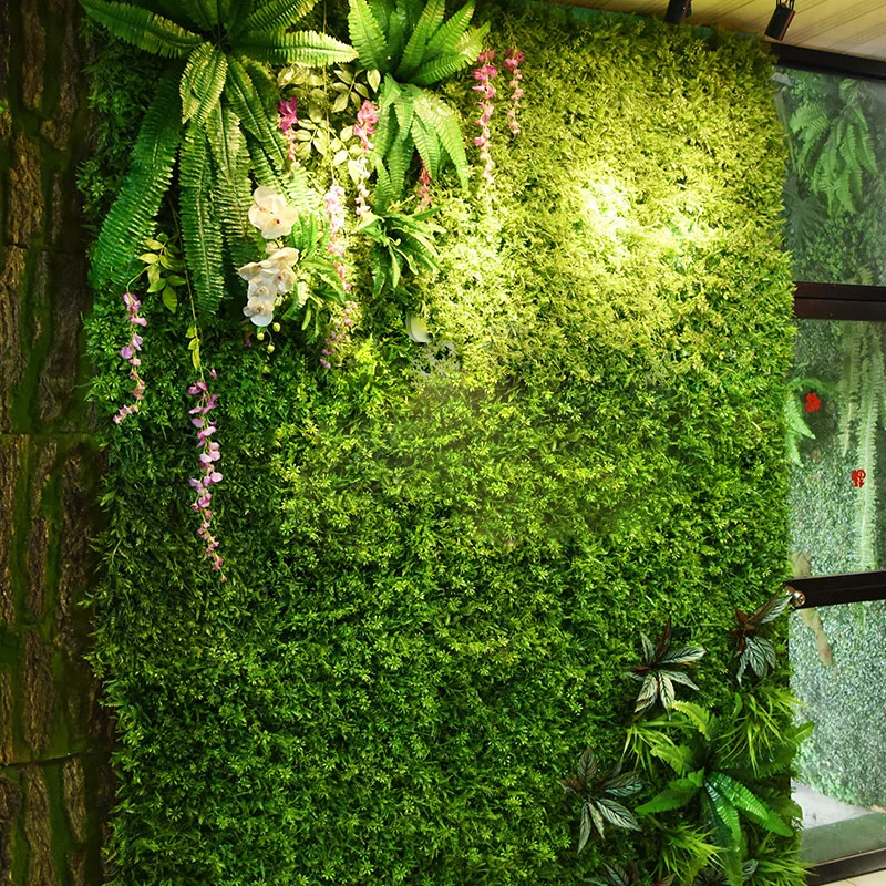 2mx1m Artificial Plant Wall Flower Wall Panels Green Plastic Lawn Tropical Leaves DIY Wedding Home Decoration Accessories