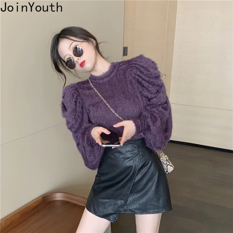 Joinyouth Harajuku женский свитер корейский однотонный пуловер с пышными рукавами