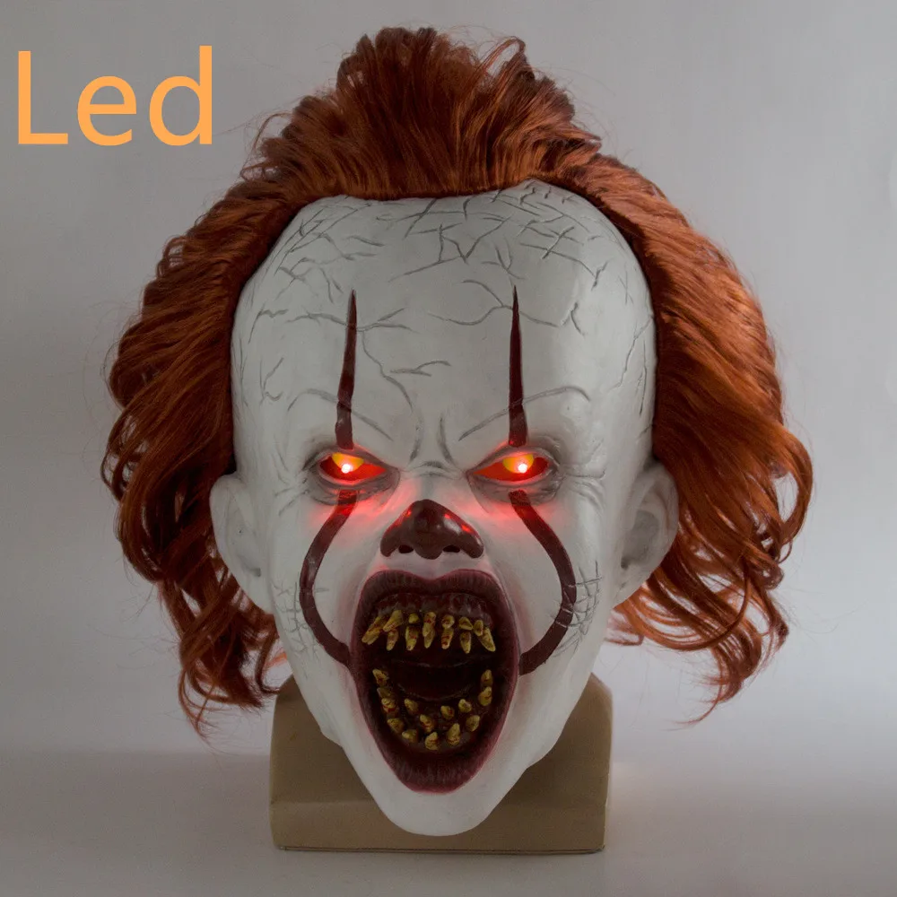 Светодиодный Pennywise страшный клоун Джокер маска страшная Маска Клоун для косплея вечерние маски реквизит Стивен Кинг это Маска Клоун для косплея Вечерние