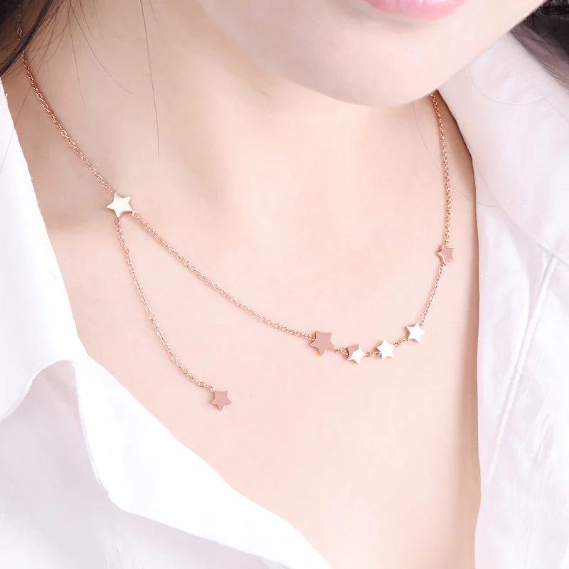 Trendy Bohemia Star Titanium Pendant Statement Necklace For Women Golden Chain Choker Short Bijoux Femme Jewelry Colar | Украшения и