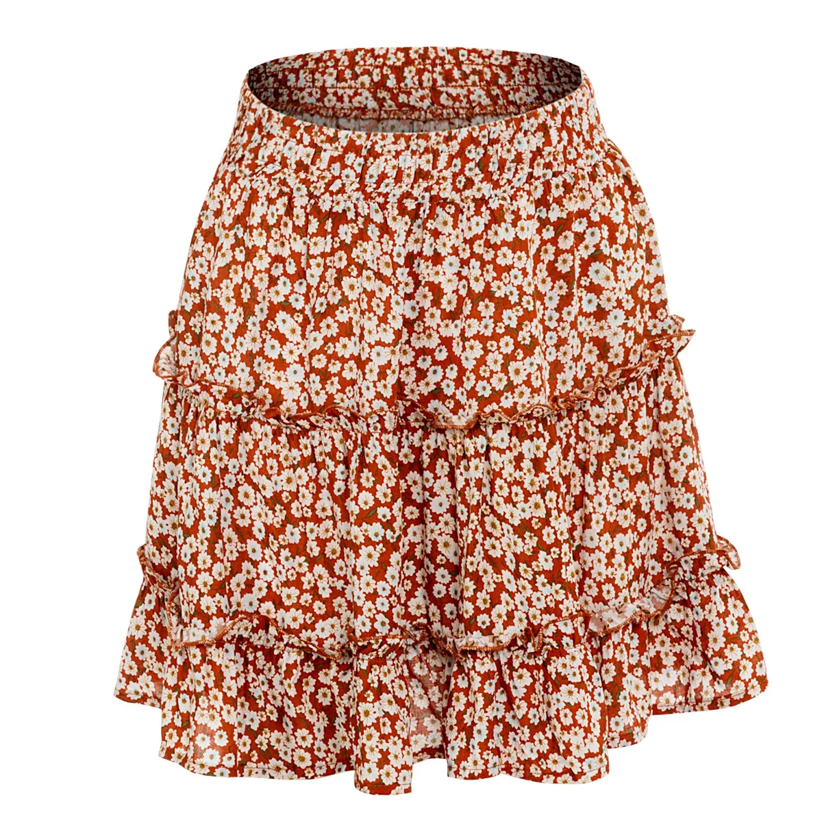 2020 Sexy Fashion Women New High Waist Frills Skirt for Women Broken Flower Half-length Skirt Printed Beach A Short Mini Skirts