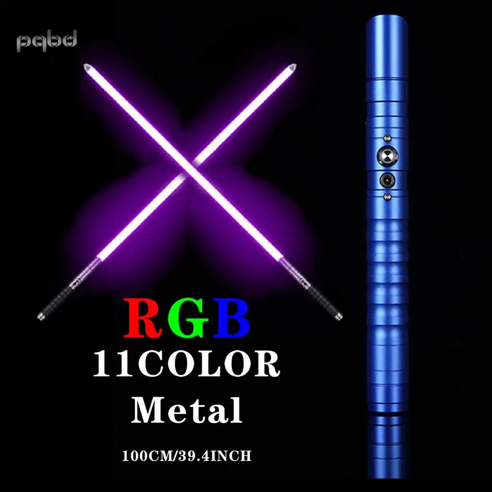 

pqbd Lightsaber RGB Metal Handle Heavy Dueling Color Change Volume Adjustment Force Soundfons FOC Blaster
