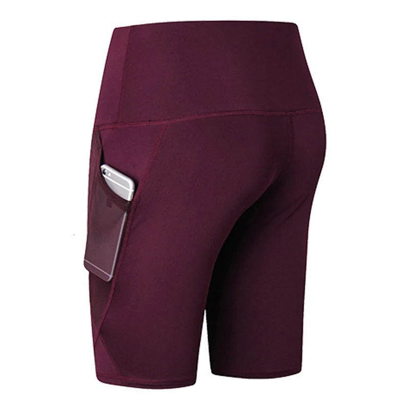 Women High Waist Lifting Push Up Yoga Tights Quick Dry Running Shorts Mesh Pocket Elastic Gym Fitness Short Pant Customized