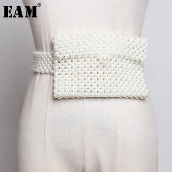 

[EAM] 2020 New Spring Summer Pearl Split Joint Mini-bag Temperament Personality Long Belt Women Fashion Tide All-match JW658