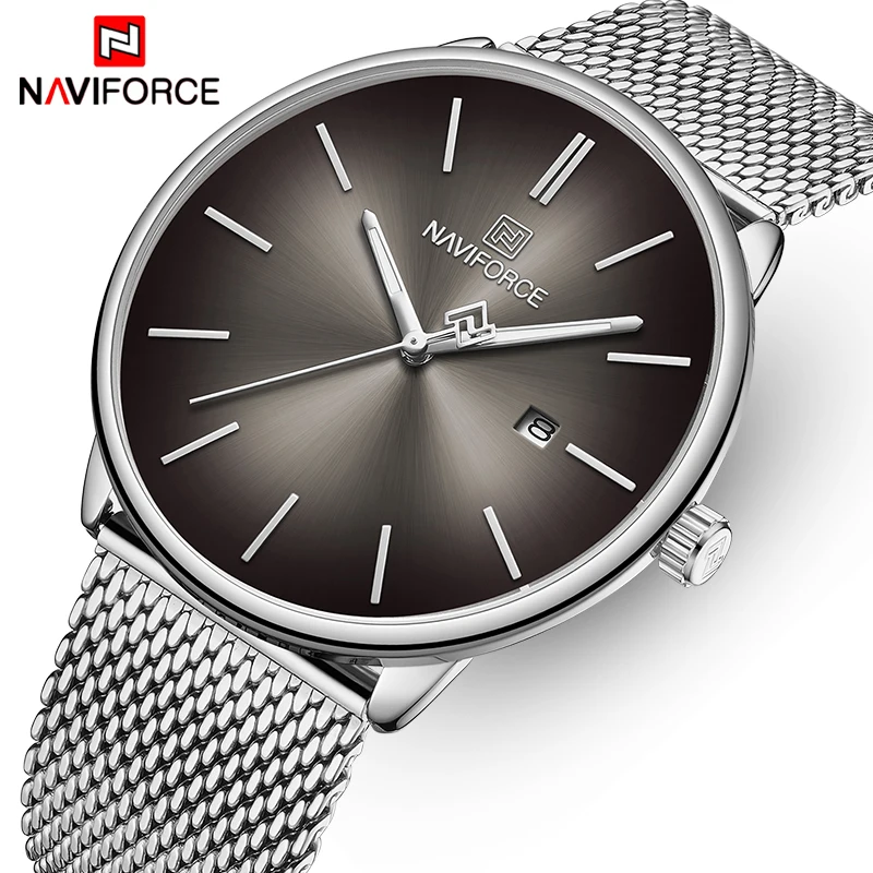 

Men Watch NAVIFORCE Top Luxury Brand Stainless Steel Mesh Quartz Watches Men’s Waterproof Big Sport Date Clock Relogio Masculino