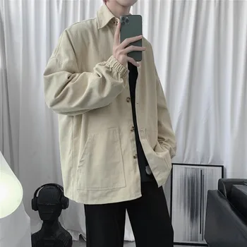 

Spring Cotton Jacket Men's Fashion Solid Color Casual Jackets Mens Streetwear Wild Loose Hip Hop Bomber Jacket Men Outwear