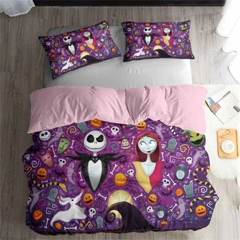 

HELENGILI 3D Bedding Set Nightmare Before Christmas Print Duvet Cover Set Bedcloth with Pillowcase Bed Set Home Textiles #SDY18