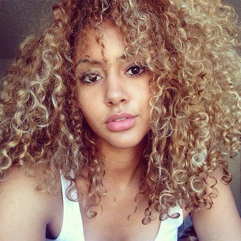 Jerry Curly Blonde Ombre Soft Soul Gentle Wig Blonde Afro America Curly  Wigs Middle Length Synthetic Wig for Fashion Women|Synthetic None-Lace  Wigs| - AliExpress