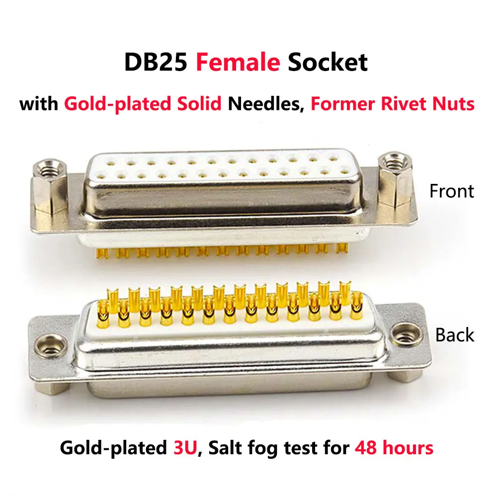 Female Solid Nuts DB25 штекер гнездо 2 ряда 25 Pin последовательный порт разъем D-SUB 25 Адаптеры - Цвет: Female Solid Nuts