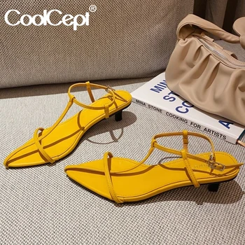 

CoolCept 2020 Women Fashion Shoes Sandals Pointed Toe Gladiator Shoes Buckle Strap Casual Shoes Ladies Footwear Size 35-39