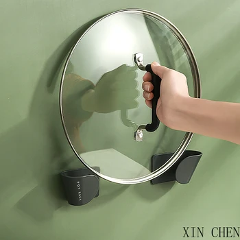 

Kitchen Cooking Utensil Tool Organizer Self Adhesive Pot Lid Holder Punch-Free Pan Cover Storage Rack Holder Wall Mounted