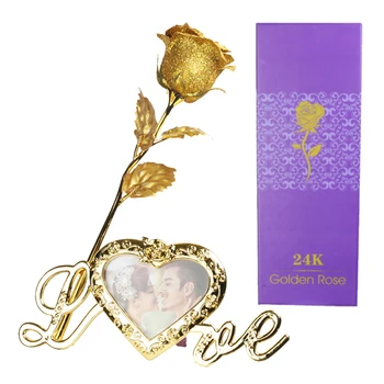 

Colorful Gold Foil Plated Rose Artificial Flowers Girl Friend Valentine's Day Gift Wedding Party Home Decoration Fake Flowers