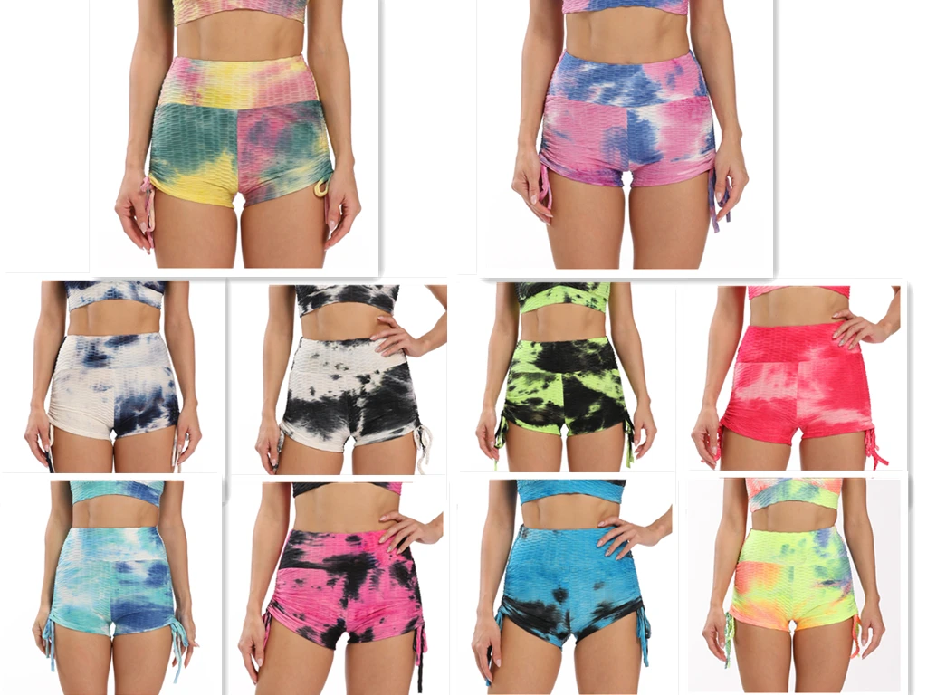 

2020 Shorts For Women Sexy Tie-dye Push Up Bandage High Waist Drawstring Fitness Shorts Lady's Sporty Shorts Clothing Shorts