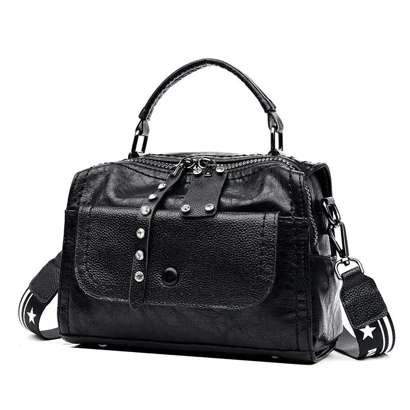 Mochila feminina, Модный женский рюкзак из воловьей кожи, рюкзак для путешествий, многофункциональный роскошный кожаный рюкзак, рюкзак для путешествий - Цвет: Black
