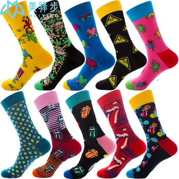 

10 Pairs Per Set Women's Socks Funny Colorful Combed Cotton Comfortable Graffiti Sock Wedding Gift Party Socks