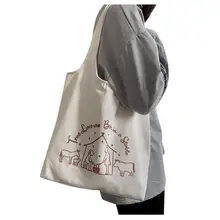 Женская однотонная простая парусиновая сумка с буквенным принтом, модная сумка для покупок, сумка-тоут, повседневная эко-сумка на плечо, сумка через плечо, сумка на плечо#2D23