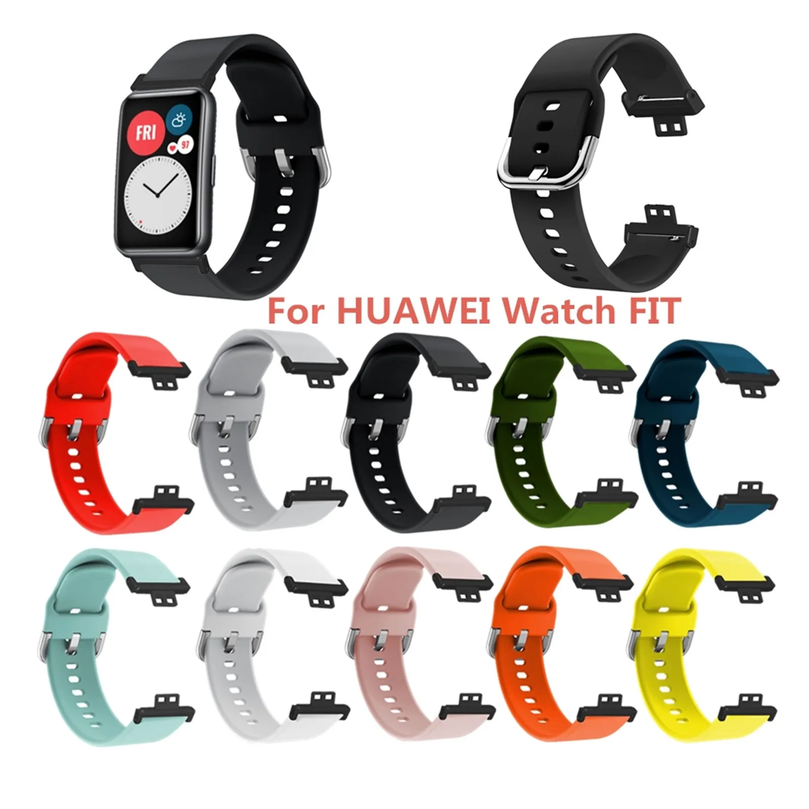 

Silicone Watchbands For Huawei Watch Fit Replacement Watch Band Correa de reloj Wrist Strap bracelet de montre pasek do zegarka