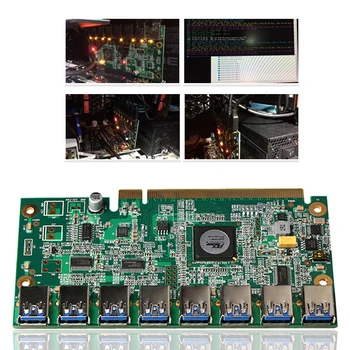 

1 to 8 PCIe Miner Machine Graphics Card Extension Cord PCI-E 16X turn 8 Port USB3.0 PCIE Expansion Cards Riser Card BTC LTC ETH